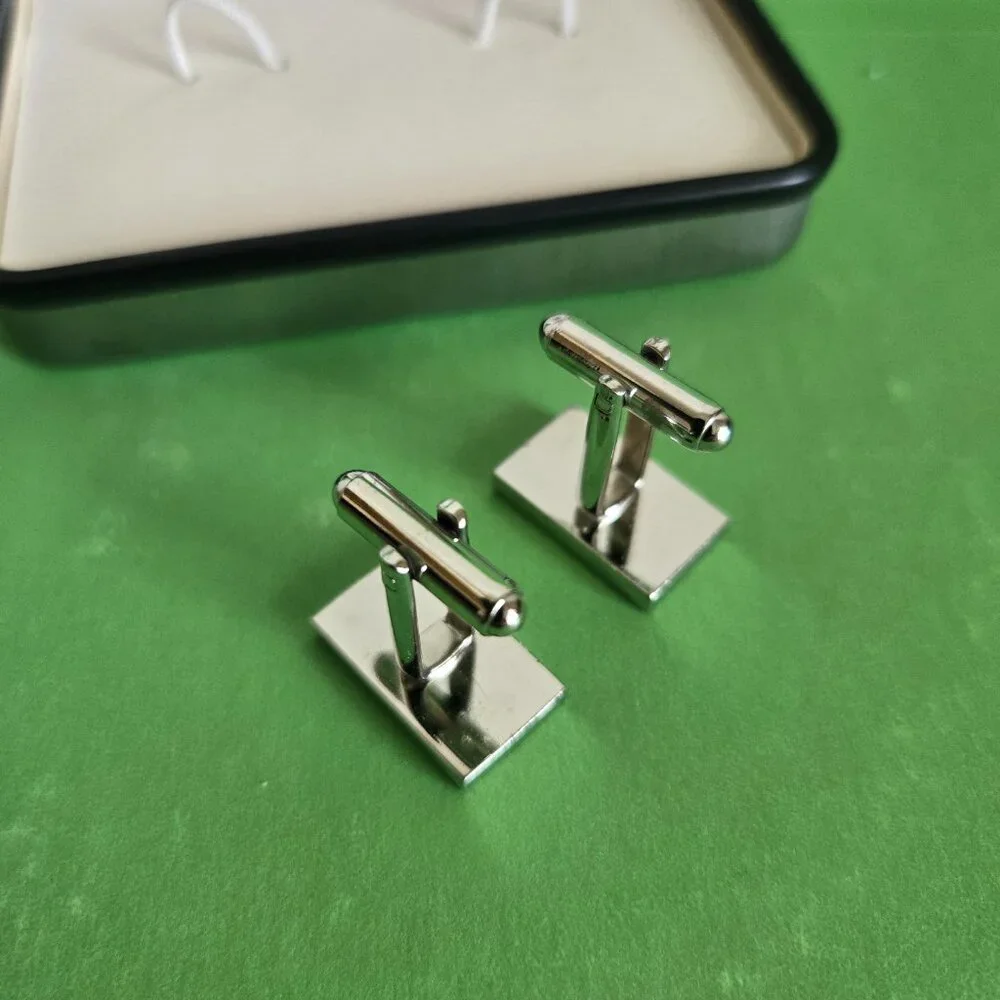 Vintage Stafford Silver Tone Cufflinks in Original Box